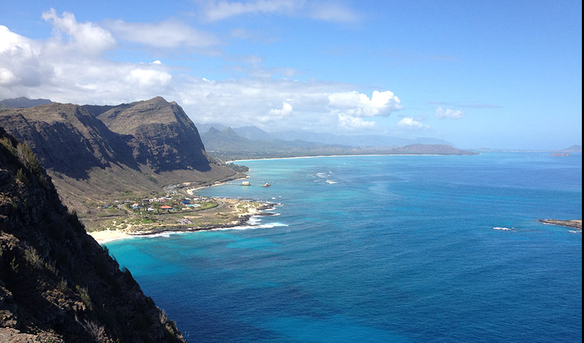 View from Makapu'u Point trail offering an outstanding view of O'ahu's southeastern coastline. Copyright Susan McIntire 2024. All rights reserved.